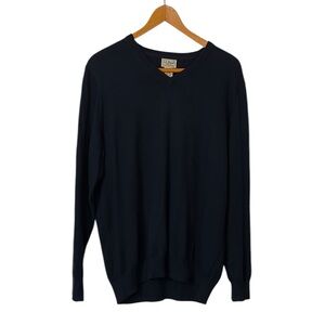 L.L. Bean Preppy Sweater XL Navy Cashmere Blend Tennis Prep Coastal V-Neck